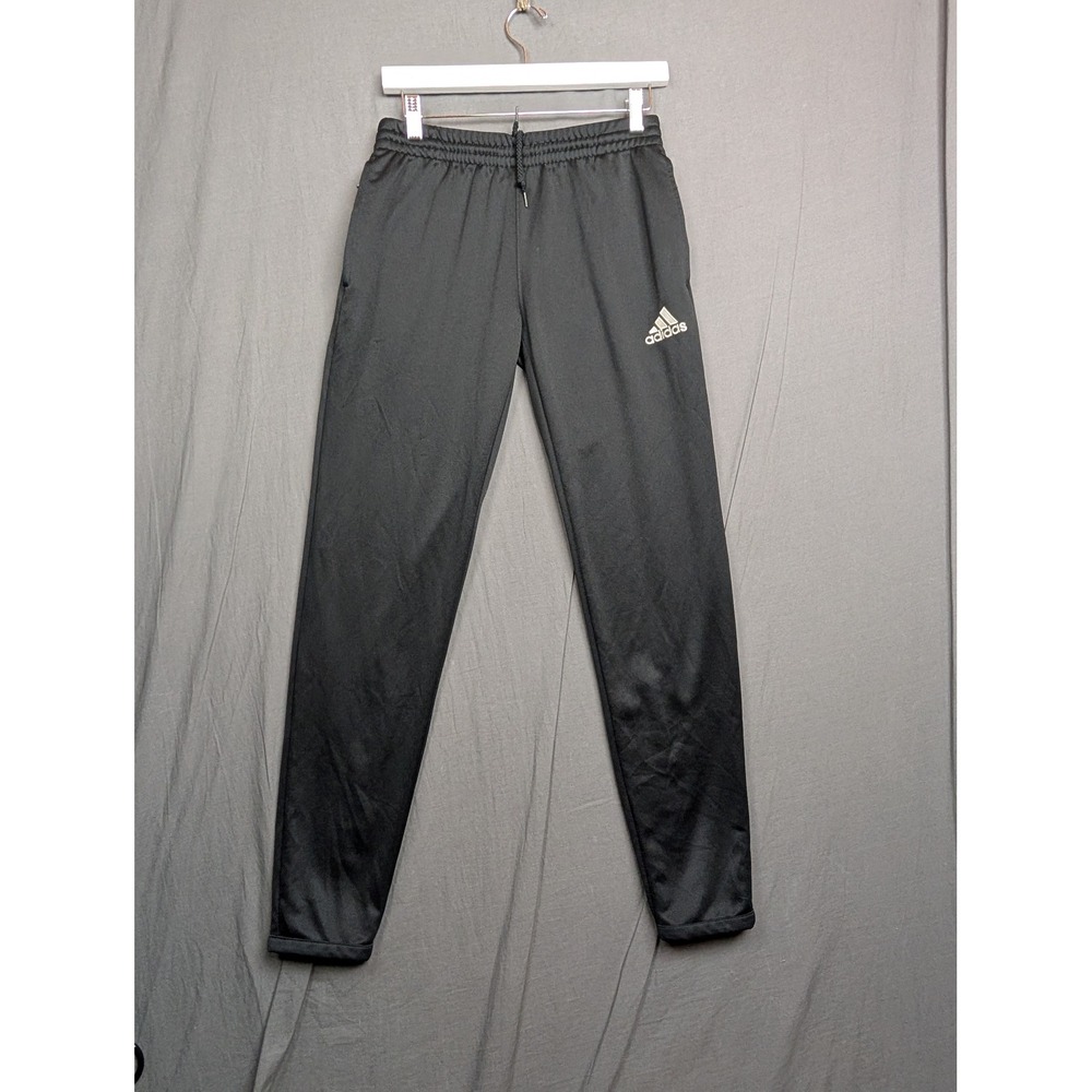 Adidas Womens Black Track Pants Elastic Waist Ankle Zip Athletic Size Medium